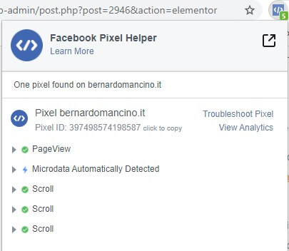 Facebook Pixel Helper - verifica installazione pixel facebook